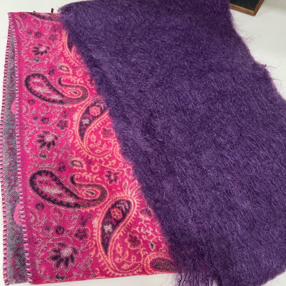 Vintage Lord & Taylor Mohair Blend Scarf With Paisley Pink V.FRAAS Cashmink Scar